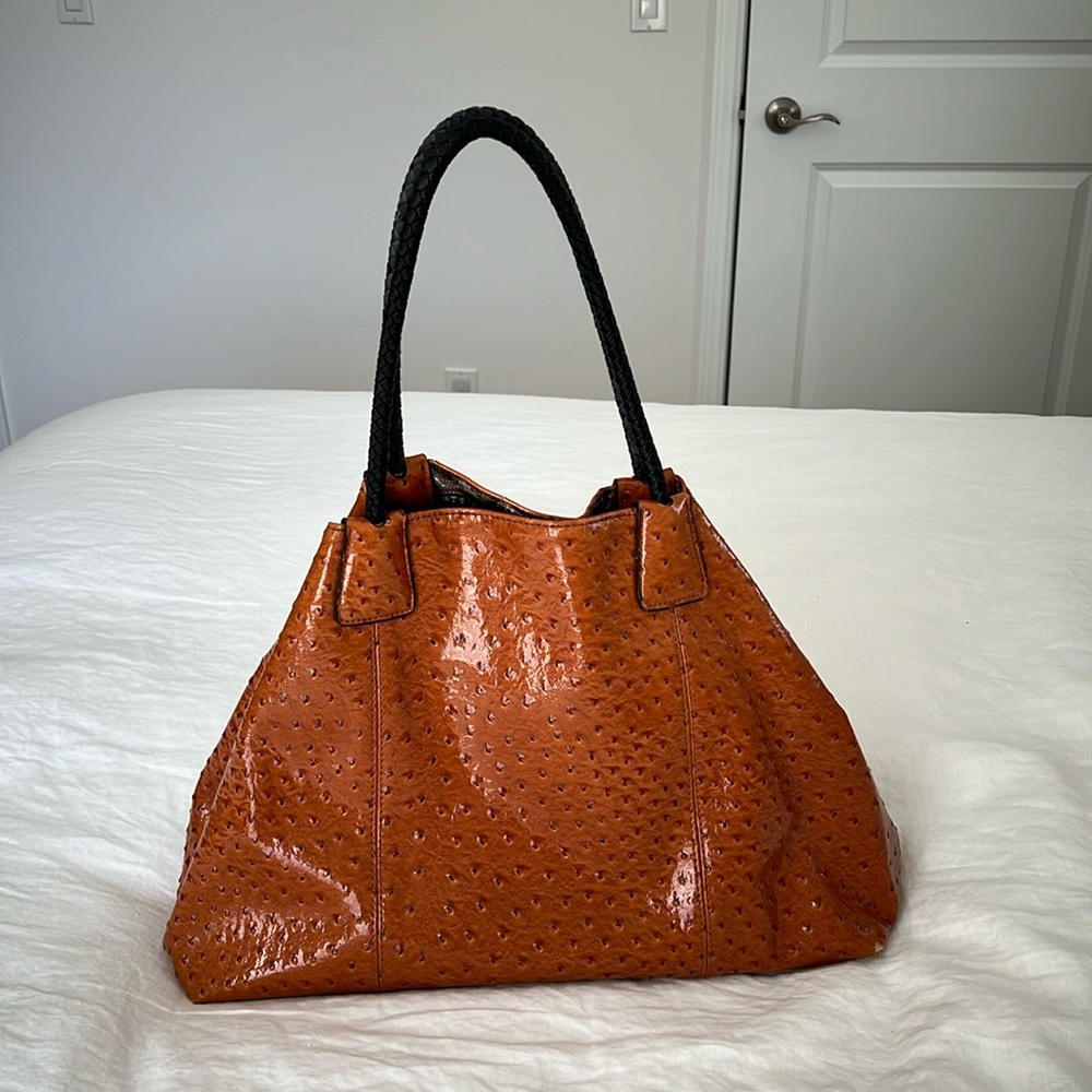 Big Buddha Large Tote - orange ostrich